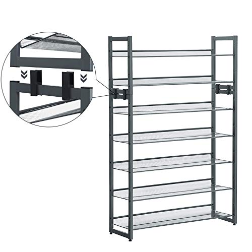 Charcoal Gray 5-Tier Metal Shoe Rack Organizer - Holds 20-25 Pairs