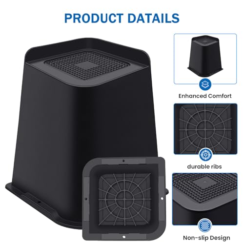 Heavy Duty Bed Risers 8 Inch Black - Supports Up to 5000 Lbs, 4 Pack
