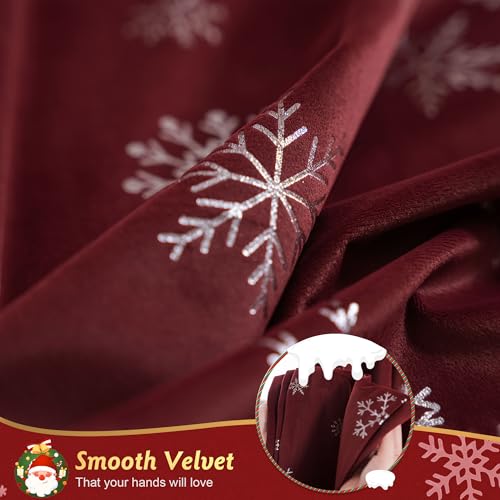 Beauoop Silver Foil Velvet Christmas Curtain Panels 52x84 - Pack of 2