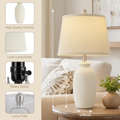 Luvkczc 22.75" Ceramic Nightstand Lamps Set of 2 - Off-White Bedside Decor