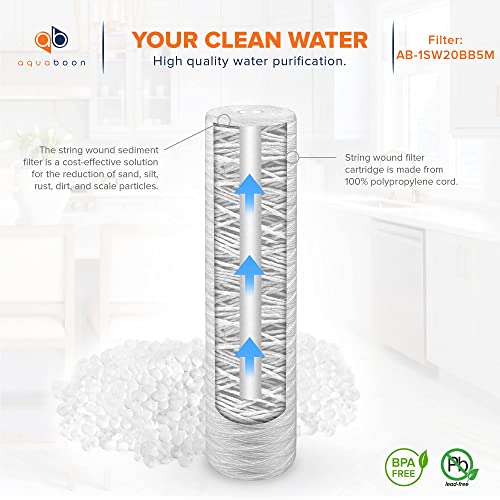 Aquaboon 5 Micron 20 x 4.5 Whole House Water Filter Cartridge 4-Pack