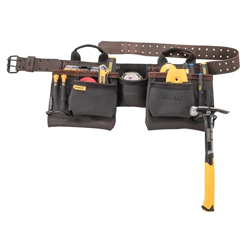 DeWalt Leather Tool Belt with 11 Pockets and Apron - One Size