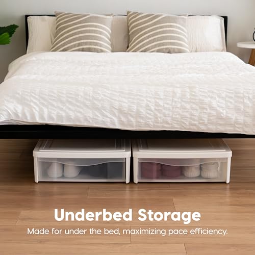 Under Bed Storage Bin with Sliding Drawer - 22 Qt. 2-Pack, White