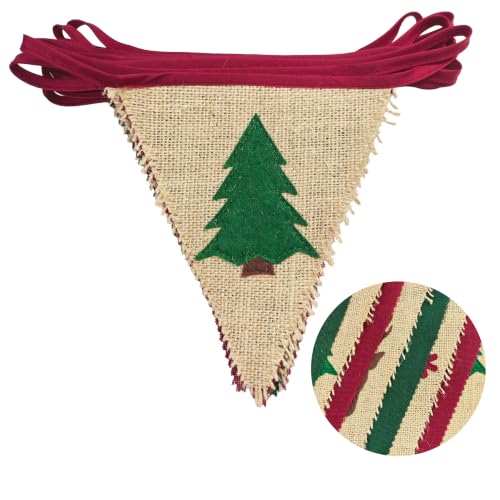 Pinkblume Red Green Deer Christmas Burlap Banner 24ft Party Decorations