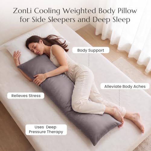 Weighted Body Pillow for Side Sleepers 54x18 Inches - Bamboo Grey - 10.5 lbs