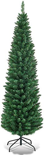 Giantex 5FT Green Artificial Pencil Christmas Tree with Metal Stand - Premium Slim Design