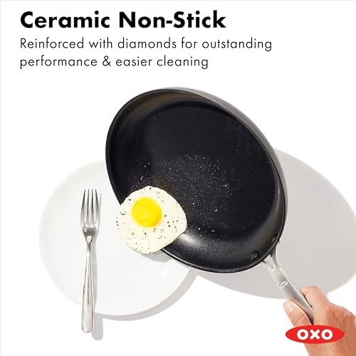 OXO 10-Inch Black Ceramic Nonstick Frying Pan Skillet - Hard Anodized, Oven & Dishwasher Safe