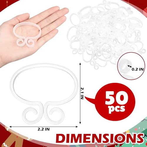 Yalikop 50 Pcs Christmas Banister Light Clips Railing Hook, White,