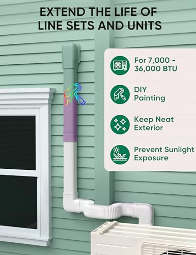 Mini Split Line Set Cover - 19Ft Paintable PVC Cable Hide Kit for AC