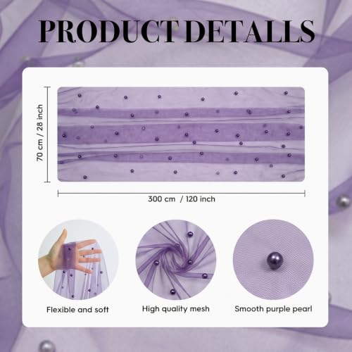 28" x 120" Purple Pearl Gauze Table Runner - Home Decor, Durable Polyester