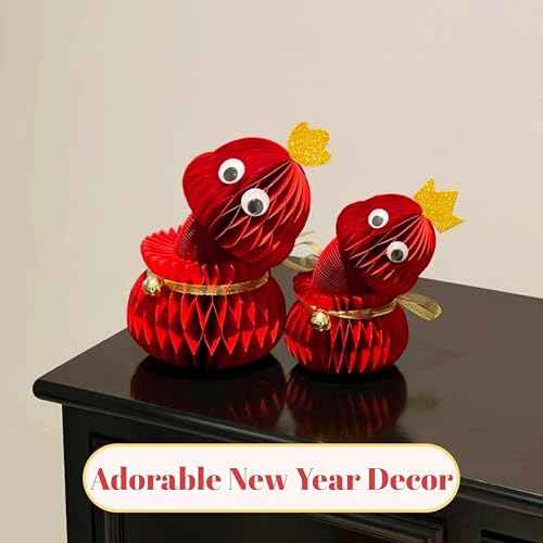 Chinese New Year Decorations 2025 Year of The Snake, Honeycomb Centerpiece Table Decor, Lunar New Year Decorations 2025 Party Favors Snake Decor, Fun Snake Ornament, 6 Inch