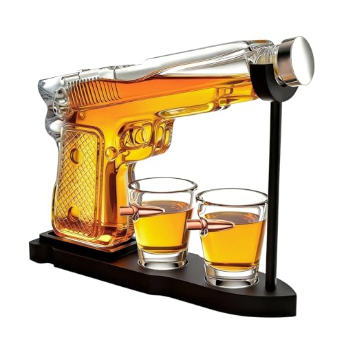 Whiskey Gun Decanter Set with Bullet Glasses - Original with Bullet Glasses