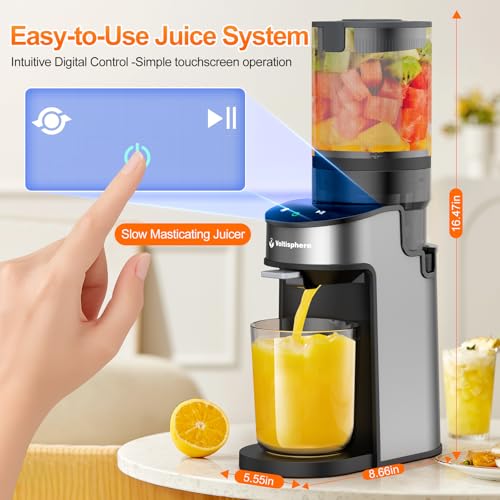 Cold Press Juicer Machine 400W with Wide Feed Chute - Silver Gray
