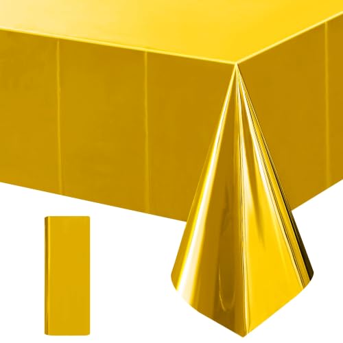 Just Shimmer Golden Foil Tablecloth 54x72 Inch Wedding Party Decor - Variation: Golden / 1