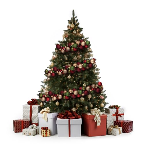 Woodland Christmas Garland 6-Foot Shatterproof Ball Ornaments for Tree, Mantle, Door