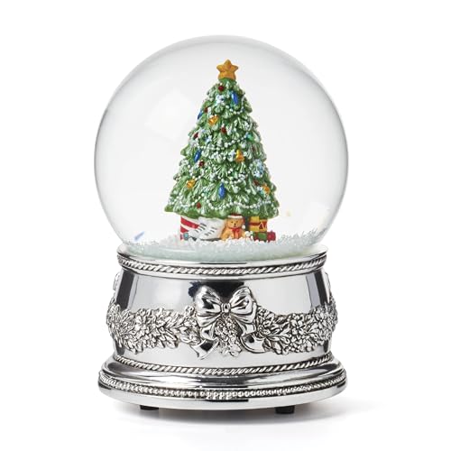 Reed & Barton Christmas Tree Musical Snow Globe Holiday Decor