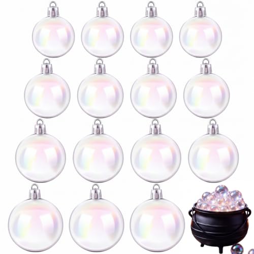 16 Pcs Halloween Clear Cauldron Bubbles, Iridescent Ornament Balls