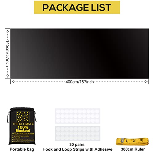 RUseeN 157.5" x 57.1" Blackout Curtains - Portable Window Shades for Bedroom & Travel