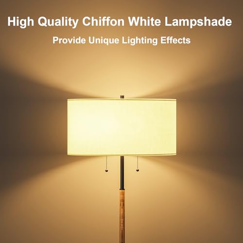 Karjoefar 2-Light Mid Century Floor Lamp with Bronze & White Finish, 3 Color Temp
