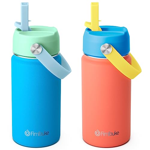 Kids Insulated Water Bottle - Ocean Life Design, 14oz, Double Wall Stainless Steel - Variation B8