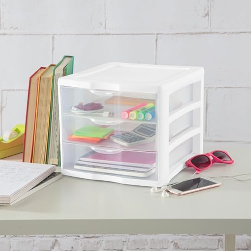 Sterilite Wide 3-Drawer Storage Unit for Bedroom and Dresser, 4-Pack