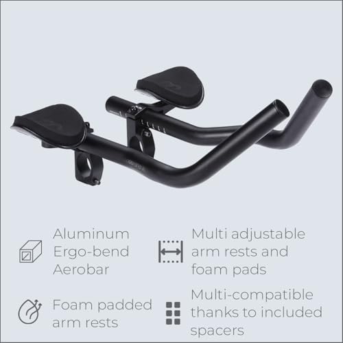 Single Aluminium Aero Bars for Road Bikes - 26/31.8 mm Handlebar Tri Bars Black