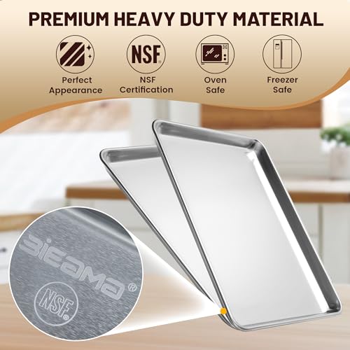 12 Pack Half Size Aluminum Baking Sheet Pan - 18x13 Inches, Commercial Grade, Oven Safe