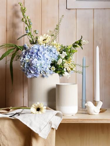 Ceramic Kitchen Utensil Holder Set - 7.3 & 5.4 Inch Warm White Reactive Glaze