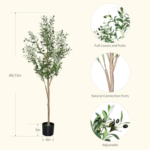 6ft Faux Olive Tree, Artificial Tree Indoor, High Imitation Silk