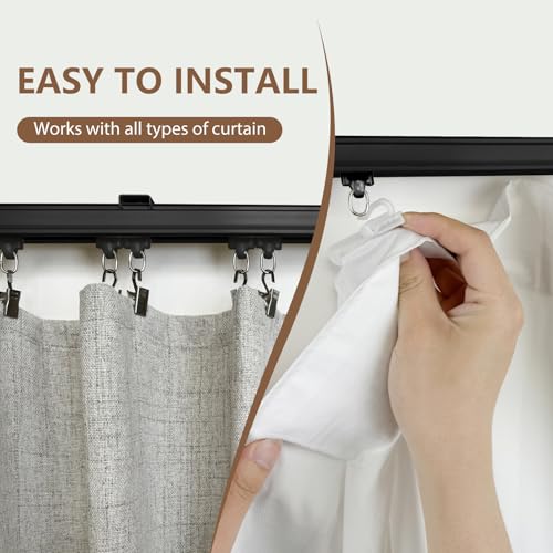 15ft Ceiling Curtain Track Wall Mounted Room Divider Rail Black - Extra Long