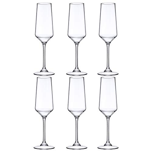 Stella 6-Pack Unbreakable Tritan Champagne Flutes - BPA-Free, Dishwasher Safe for Pool & Outdoor Parties