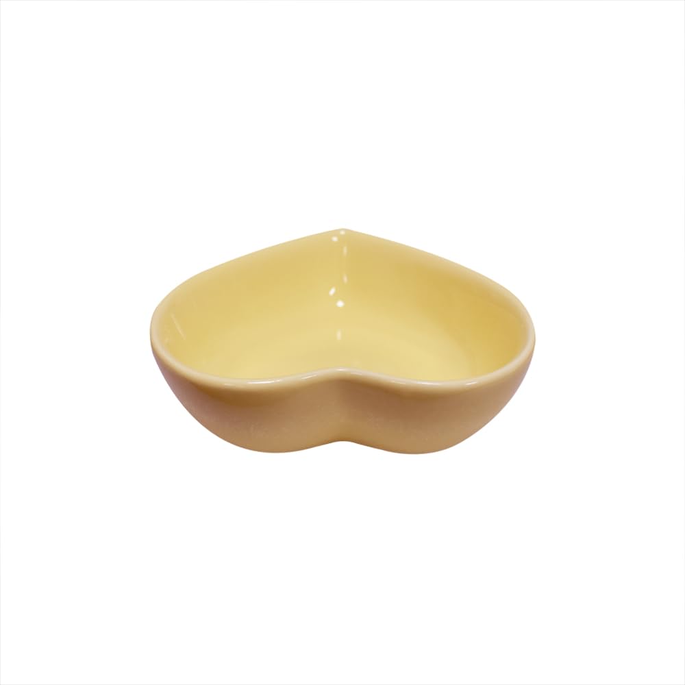 Xmomx 6 pcs Yellow Heart Shaped Porcelain Soy Sauce Dish Ceramic Dip Dipping Bowls for Dinner Baking BBQ and Cooking
