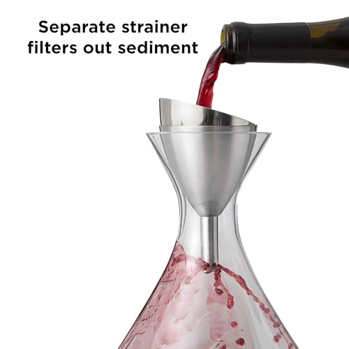 Rabbit Stainless Steel Wine Aerator Funnel with Sediment Strainer - Quick & Easy Wine Decanting