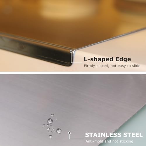 Large Stainless Steel Cutting Board with Lip - 23.6 x 15.7 Inches Kitchen Chopping Surface