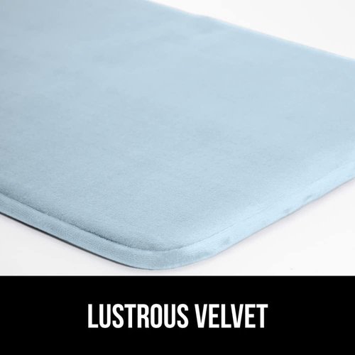GORILLA GRIP Memory Foam Bath Rug - Soft, Absorbent Velvet Mat | Durable, Machine Washable, 30x20, Light Blue