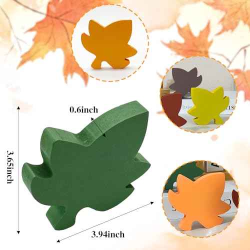 LWINGFLYER Wooden Fall Leaves Decorations Christmas Table Deco Autumn Harvest Maple Leaves Decoration Centerpiece for Office Kitchen Party Autumn Harvest Maple Block Sign£¨5PCS £©
