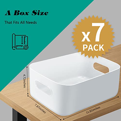 OWill 7-Pack Large 7.2L Plastic Storage Baskets for Home & Classroom Organization