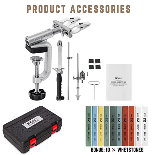 Silver Knife Sharpener Kit with 10 Whetstones & 360° Flip Design - Professional Kitchen Tool