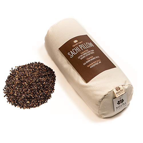 Organic Buckwheat Neck Pillow - Supportive Cylindrical Cervical Cushion, Handmade in USA