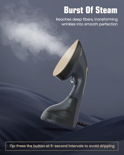 BEAUTURAL Navy Handheld Steamer & Iron 1200W 2-in-1 Clothes Steamer