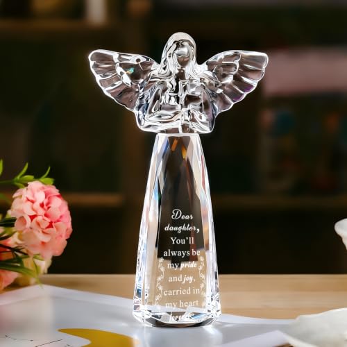 Bluebook Daughter Gift Crystal Angel from Mom & Dad 3.8x6 Inch Keepsake