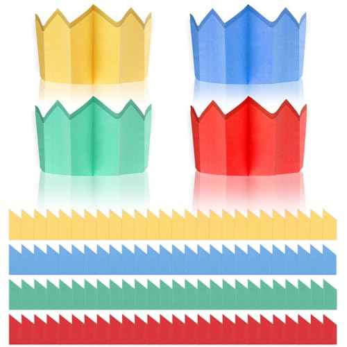 CCINEE 100Pcs Christmas Paper Crowns Hats for Crackers, Christmas Cracker Hats Bulk DIY Xmas Party Hat for Popper Fillers Holiday Party Favor