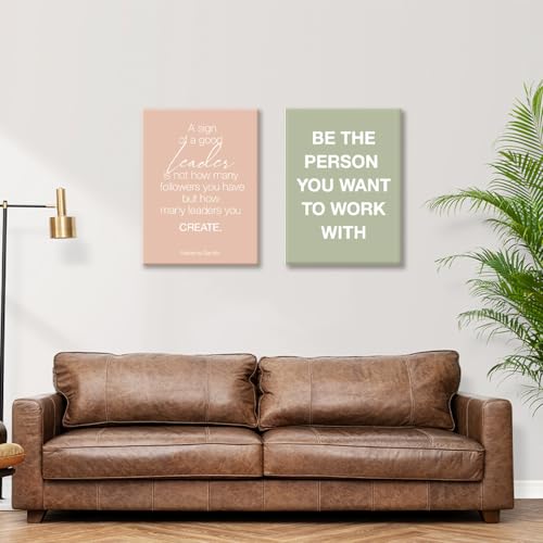 Motivational Office Wall Decor Set of 6 - Framed Teamwork Quotes, 14.6 x 11.5 inches - Modern Office Art