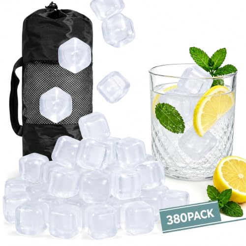 Transparent Square Reusable Ice Cubes - 380 Pack for Drinks & Cold Therapy