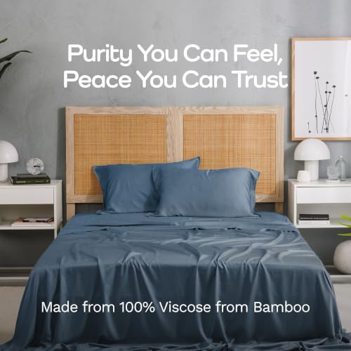 Storm Queen Size Bamboo Sheets 4PC Set - Viscose from Bamboo, Hypoallergenic & Breathable