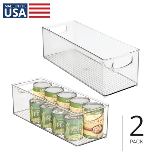 Set of 2 Clear Stackable Pantry Storage Bins with Handles - iDesign
