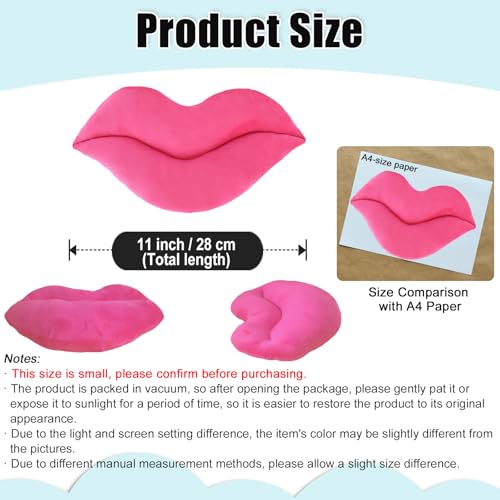 zhidiloveyou 2PCS 11" Lip Plush Pink Small Decor Pillow Cute Hug Toy Soft Lip Shaped Cushion
