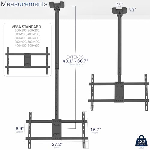 VIVO Ceiling TV Mount for 43-86 Inch Screens - Adjustable & Heavy Duty, Model MOUNT-VC86-5
