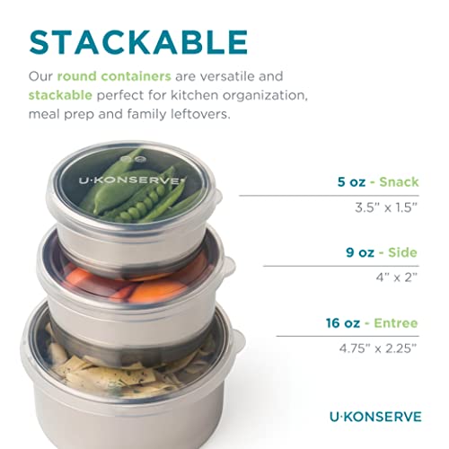 U-Konserve Stainless Steel Nesting Food Containers Set of 3 with Clear Silicone Lids - 5, 9, 16 oz