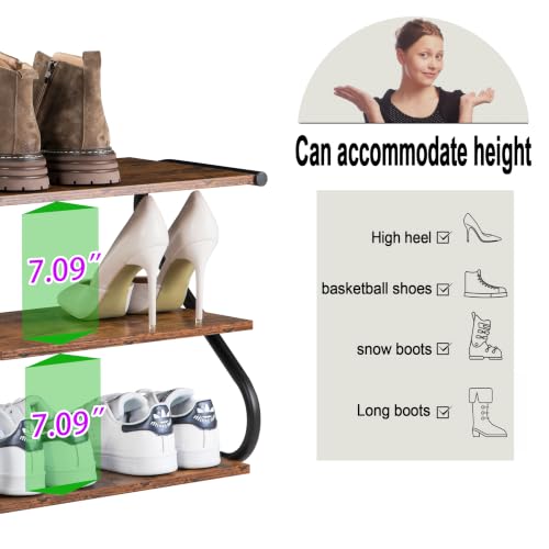 Aroktake Rustic Small Wooden Shoe Rack for Entryway Closet - 10.35 x 17.20 x 15.75 Inches
